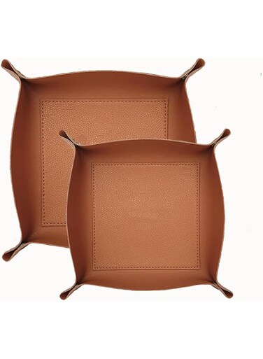 2PCS Valet Tray, Premium Leather Table Organizer Tray for Keys, Coins, Jewelry Helper &amp; More