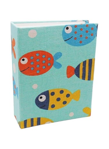 Small Photo Album for Kids, 100 Pockets Bookshelf Baby Picture Album, Slip-in Linen Cover Memory Book for Family, Wedding Anniversary Vacation Hardcover (Fish)