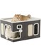 Extra Wide Cat House for Indoor Cats, Large Cat House for Pet with Fluffy Ball Hanging and Scratch Pad, Foldable Cat bed Hideaway for Multi Cats, 23x16.5x13 inches, Grey