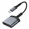 2-in-1 Type-C to Type-C and 3.5mm Jack Audio &amp; Charging Adapter MpBlberri BLB-OT556 - Black &amp; Grey