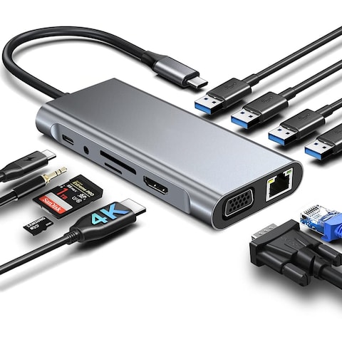 11 1 C 1 HDMI 1 VGA 1 RJ45 1 USB 3.0 3 USB 2.0 1 Type C PD 1 TF SD
