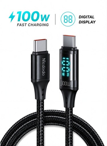 Mcdodo CA-1100 100W Type-C To Type-C Digital Display Charging Cable, 1.2M