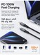 Mcdodo USB C to USB C Cable 100W Fast Charging 1.2m CA-2040 Black, Auto Power off PD Data Cable, High Speed Sync, Durable Charger Cord for Laptops and Tablets