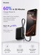 Mcdodo Mini Power Bank 10000mAh, Built-in USB-C + Lightning Cable, 22.5W PD Fast Charging, 50% More Compact, 3 Ports, iPhone + Android, FreeKit, Black, MC-2550