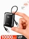 Mcdodo Mini Power Bank 10000mAh, Built-in USB-C + Lightning Cable, 22.5W PD Fast Charging, 50% More Compact, 3 Ports, iPhone + Android, FreeKit, Black, MC-2550