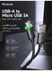 Mcdodo Micro USB Cable 1m Fast Charging CA-3990 Black, USB A to Micro USB Data Cable with LED Charging Light, High Speed Sync, Durable Charger Cord