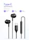 Mcdodo Type-C Wired Earphones Flat Ear Headphones – USB-C Stereo Audio for Android Phones, Tablet, Laptop – Black (HP-4070)