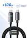 100W USB-C to USB-C Charging Cable with Horizontal LED Display 4ft Nylon Braided USBC to C Fast Charging Cable Fit for iPhone 16 15 Pro ProMax Plus,Galaxy S23/S22+Ultra, iPad, MacBook