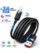 Mcdodo Lightning Cable 1.2m Fast Charging 3A CA-6000 Black, USB A to Lightning Magnetic Self Winding Data Cable, High Speed Sync, Tangle Free Durable Charger Cord