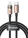 Mcdodo 36W USB-C to Lightning Fast Charging Cable with LED Indicator, Durable Braided Nylon & Transparent Design for iPhone, iPad (1.2m/4ft) CA-6941 - Gold
