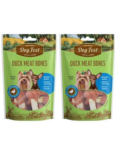 Dog Fest Duck Meat Bones for Mini Dogs 55g (Pack of 2)   Natural Training Treats