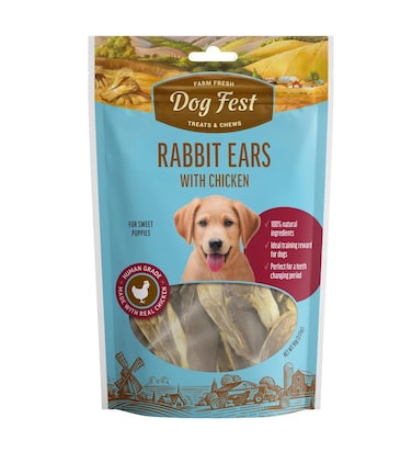 Rabbit Ears With Chicken For Puppies - 90g