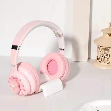 KE-52 Bluetooth 5.3 Headphones, Pink, Over-Ear, Foldable, Wireless, Built-in Microphone