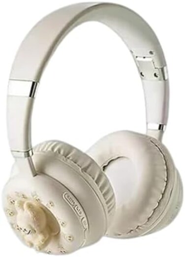 KE-52 Bluetooth 5.3 Headphones, Off white color, In-Ear, Foldable, Wireless, Built-in Microphone