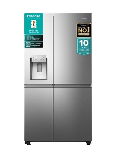 Hisense Gross 819L/Net 632L American Side By Side Refrigerator Fridge RS818N4IIE, Ice&amp; Water Despenser, Smart Connectivity, Digital Temp Sensor,Metal Tech Cooling, Muti Air Flow System, Dual Temp Control Zone, Durable Inverter, Moisture Fresh Crisper, Inverter RS818N4IIEI Inox