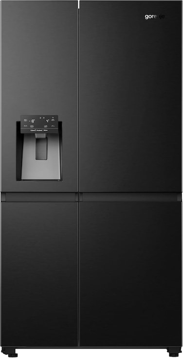 Gorenje 601L Side by Side Refrigerator With Water Dispenser, Ice Maker with Crushed Ice, NoFrost, WiFi, SensoTech via LED Display, Super Cooling + Super Freeze, Inverter Compressor, NRS9181VBIU