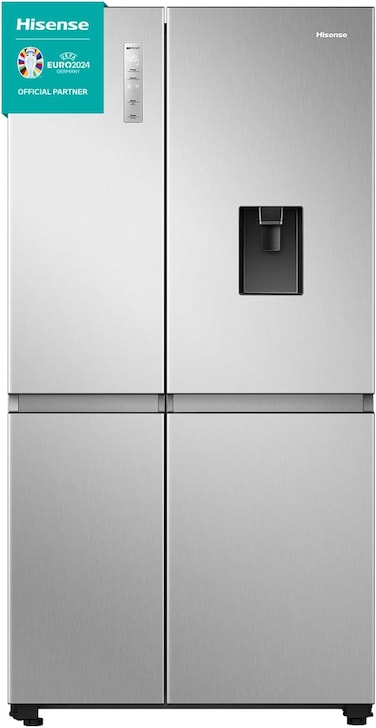 Hisense Side by Side Refrigerator 637L Two Door Fridge, Non plumbed Water Dispenser, Dual Temp Control Zone, Durable Inverter, RS3N668SMI3, Silver, 1 Year Full &amp; 5 Years Compressor Warranty
