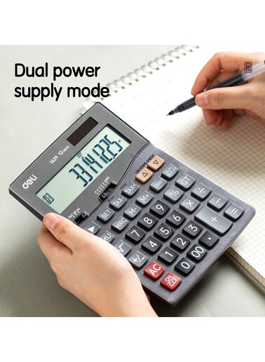 Deli Dual Power Calculator Metal120 Steps 12 Digits (E1629)