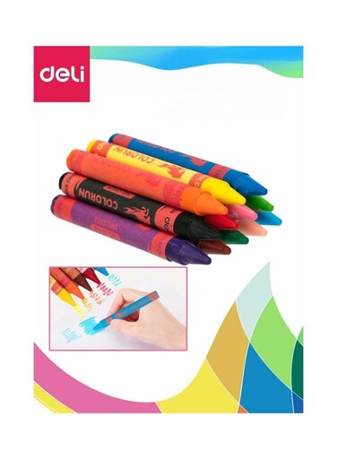 12-Piece Thick Barrel Wax Crayons &ndash; Multicolour Set for Kids &amp; Creative Fun