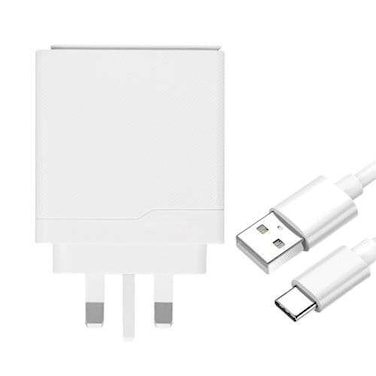 100W SuperVOOC USB-A Fast Charging Adapter 3-PIN - Universal Compatibility with Oppo, Realme, Vivo, IQOO, Poco - Power Delivery, Quick Charge Technology, Ultra-Fast Speed - White