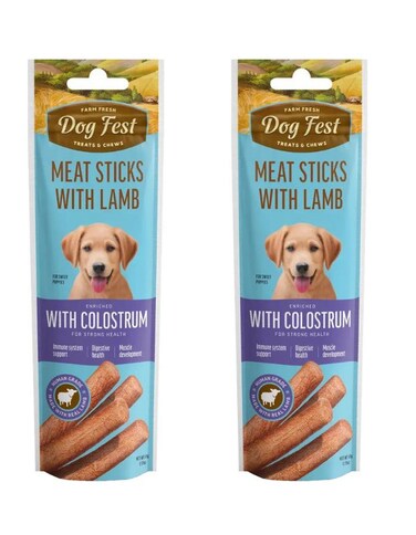 Dog Fest Lamb Stick with Colostrum 45g (Pack of 2)   Natural High-Protein Puppy Treats