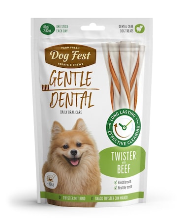 Dog Fest Dental Treats For Adult Dogs Twister Beef - 80g (9cm)