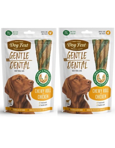 Dog Fest Chewy Dental Treats 100g Chicken for Adult Dogs &ndash; Pack of 2   Healthy Teeth &amp; Gums