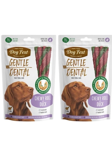 Dog Fest Dental Treats Chewy Roll for Adult Dogs &ndash; Duck 100g Pack of 2   Oral Care Snack