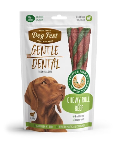 Dog Fest Dental Treats For Adult Dogs Chewy Rolls With Beef Flavour- 100G