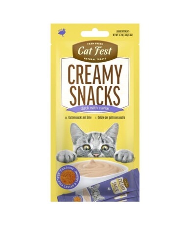 Cat Fest Creamy Snacks Duck with Caviar 4x10g &ndash; 2 Pack Gourmet Soft Cat Treats