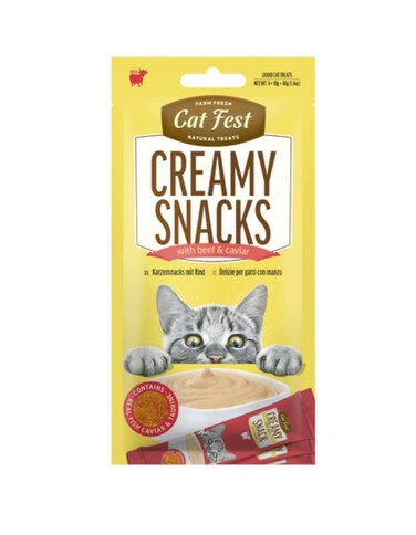 Cat Fest Creamy Snacks Beef with Caviar 4x10g (Pack 2) &ndash; Gourmet Soft Treats for Cats
