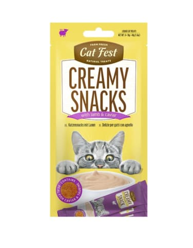 Cat Fest Creamy Snacks Lamb with Caviar 4x10g (Pack 2) &ndash; Gourmet Soft Treats for Cats