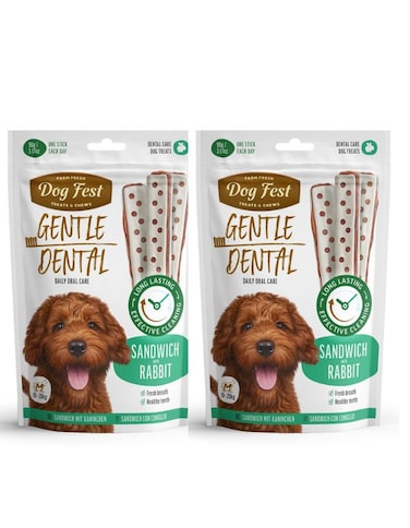 Dog Fest Dental Treats Sandwich for Adult Dogs &ndash; Rabbit 90g Pack of 2   Oral Care Chews