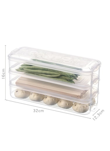 3 Layer Plastic Refrigerator Fridge Freezer Storage Box, Containers Bins Kitchen Cabinet Organizer, Stackable Boxes with Lids Clear