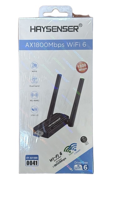 Haysenser 1800Mbps WiFi 6 USB Adapter &ndash; Dual-Band 2.4GHz &amp; 5GHz Wireless Dongle   Model: HY-AX1800
