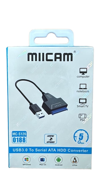 Miicam USB 3.0 to SATA Adapter &ndash; Ultra-Fast 5Gbps Data Transfer   Model: MC-S126