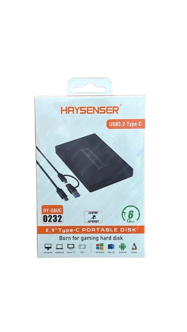 Haysenser 2.5" Portable SSD/HDD Case &ndash; USB 3.2 Type-C with USB-A Adapter, 6Gbps Speed   Model: HY-08UC