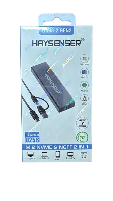 Haysenser M.2 NVMe &amp; NGFF SSD Enclosure &ndash; USB 3.2 Gen 2, Type-A &amp; Type-C Dual Interface   Model: HY-M3090
