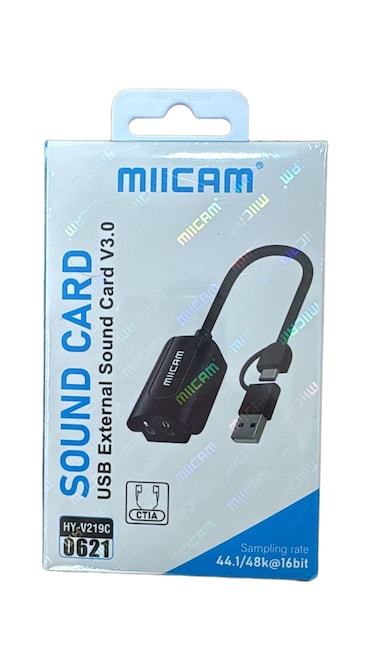 Miicam USB External Sound Card v3.0 &ndash; USB Type-A Audio Adapter   Model: HY-V219C