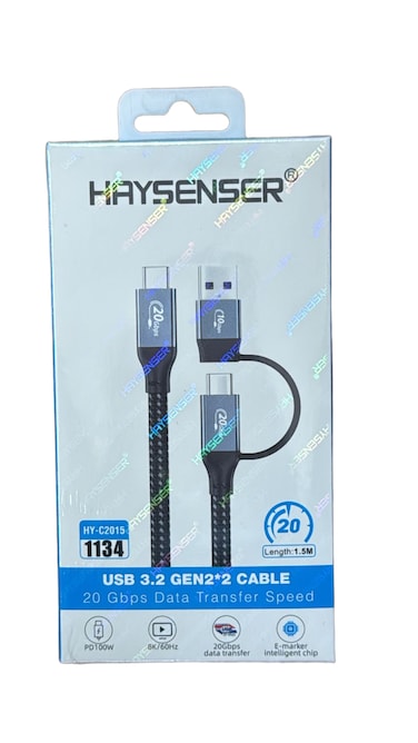 Haysenser 2-in-1 USB-C to USB-C &amp; USB-A Adapter Cable &ndash; USB 3.2 Gen 2, 1.5 Meter   Model: HY-C2015