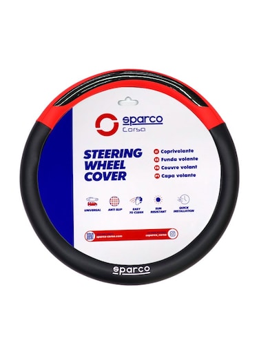 Sparco Steering Wheel Cover, Black/Red ,TPU logo,