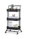 3 Tier Metal Rolling Utility Cart with Wheel Black 42 x 35 x 87cm