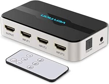 VENTION 3 In 1 Out HDMI Switcher With Audio Separation Gray Metal Type Model # AFJH0