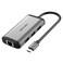 VENTION Type-C to HDMI/USB3.0*3/RJ45/PD Converter 0.15M Gray Metal Type Model # CNCHB