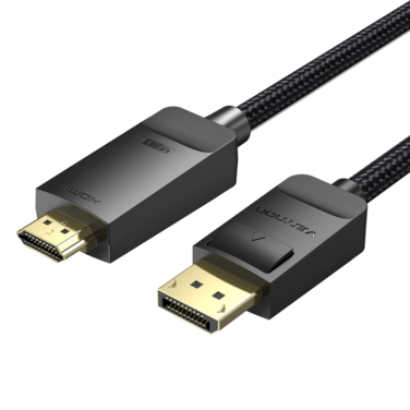VENTION Cotton Braided 4K DP Male to HDMI-A Male HD Cable 2M Black Model # HFKBH