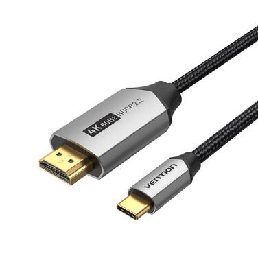 VENTION Cotton Braided USB-C to HDMI Cable 1.5M Black Aluminum Alloy Type Model # CRBBG