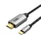 VENTION Cotton Braided USB-C to HDMI Cable 1.5M Black Aluminum Alloy Type Model # CRBBG