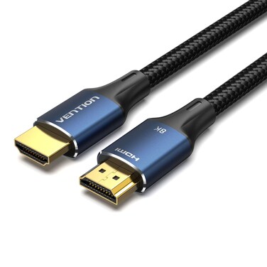 VENTION Cotton Braided HDMI-A Male to Male HD Cable 8K 5M Blue Aluminum Alloy Type Model # ALGLJ