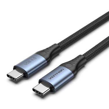 Cotton Braided USB 4.0 C Male to C Male 5A Cable 1M Gray Aluminum Alloy Type