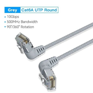 VENTION Cat6A UTP Rotate Right Angle Ethernet Patch Cable 1.5M Gray Slim Type Model # IBOHG